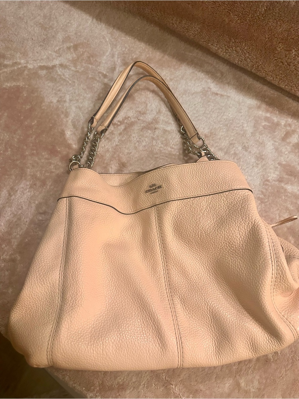 Coach Pebbled Leather Shoulder Bag in Blush Pink